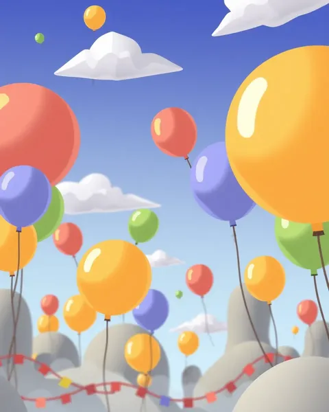 Happy Cartoon Pictures of Balloons in Party