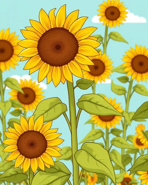 Happy Cartoon Sunflowers in Pictures to Smile