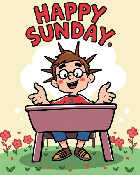 Happy Sunday Cartoon Images with Colorful Characters