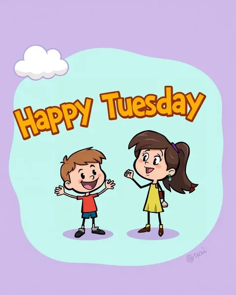 Happy Tuesday Cartoon Images with Colorful Fun