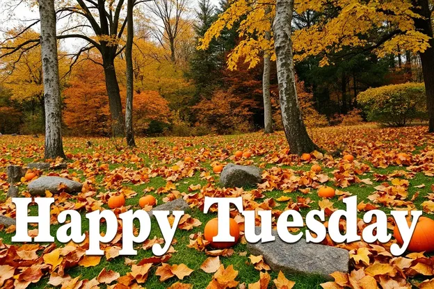 Happy Tuesday Fall Images in Cozy Outdoor Settings