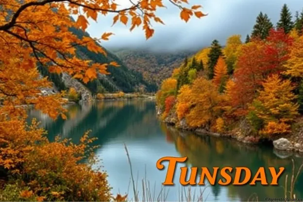 Happy Tuesday Fall Images with Golden Leaf Pictures