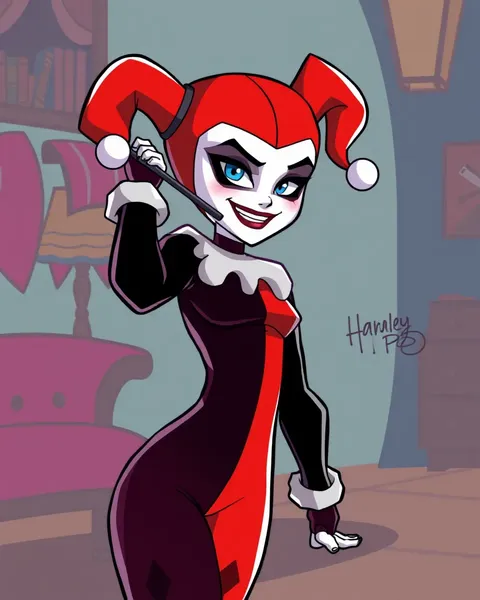 Harley Quinn Cartoon Pictures with Bold Lines