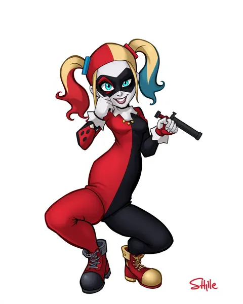 Harley Quinn Cartoon Pictures with Bright Colors