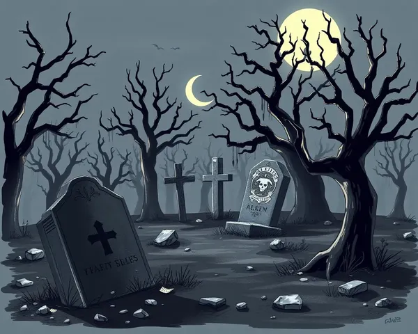 Haunted Graveyard PNG with Spooky Silhouettes