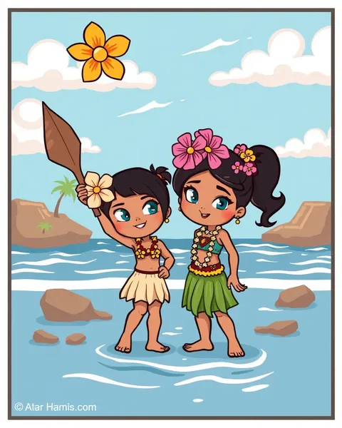 Hawaiian Cartoon Images of Tropical Characters