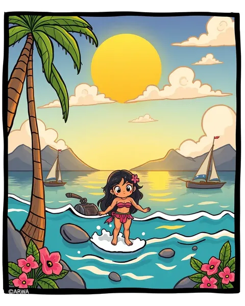 Hawaiian Cartoon Pictures Depict Island Cultural Traditions