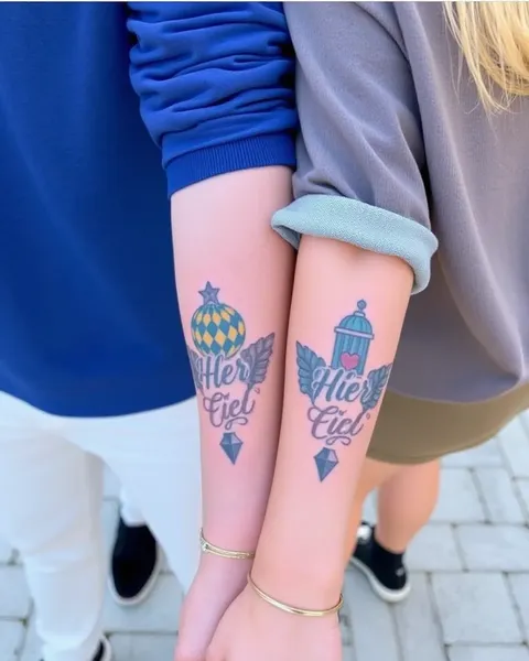 His and Hers Matching Tattoos: Beautiful Couple's Art