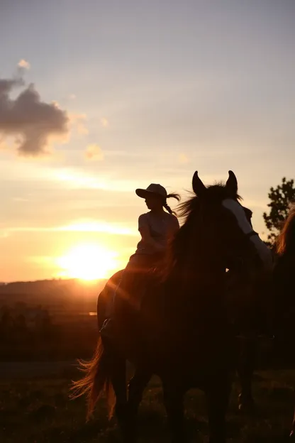 Horse and Girl Enjoy Sunset Ride GIF