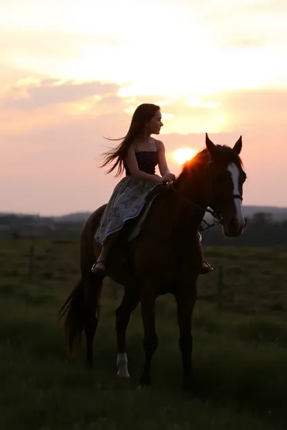 Horseback Ride with Girl and Sunset GIF