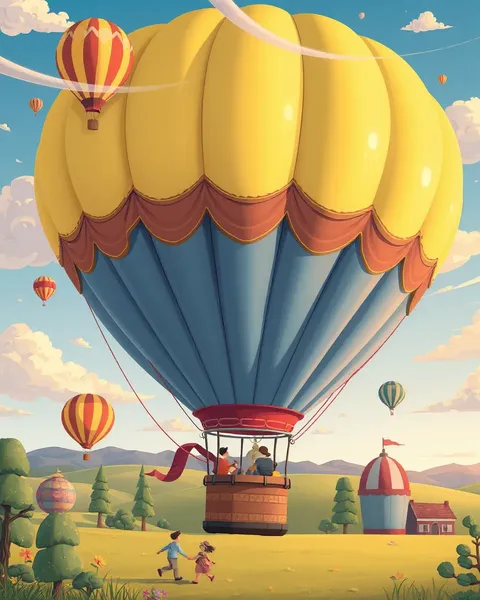 Hot Air Balloon Cartoon Images in Colorful Design