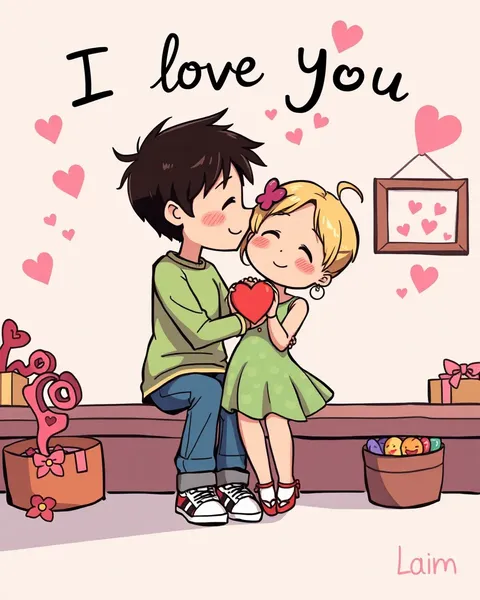 I Love You in Colorful Cartoon Style