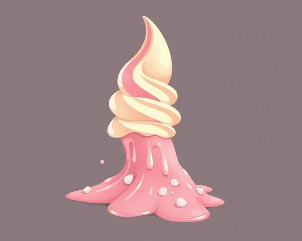 Ice Cream Melting on PNG Background