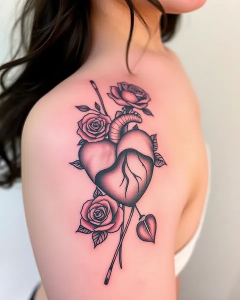 Inked Heart with Rose Tattoos