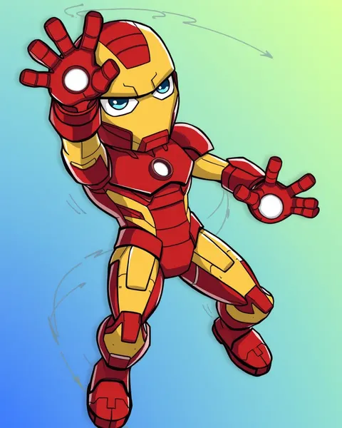 Iron Man Cartoon Image with Iron Man Suit