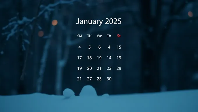 January 2025 Calender Summary for the Month