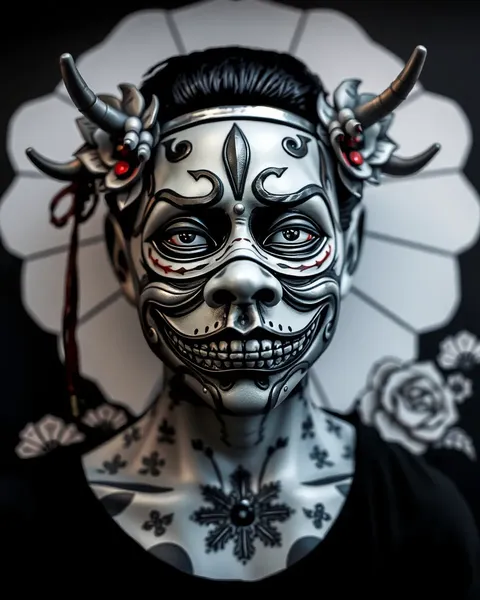 Japan Mask Tattoo Designs for Body Art