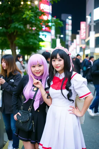 Japanese Cosplay Girls Entertain Public Crowds