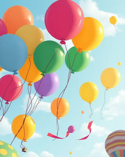 Joyful Cartoon Pictures of Balloons in Celebration