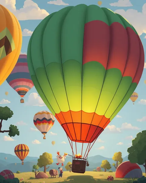 Joyful Hot Air Balloon Cartoon Images