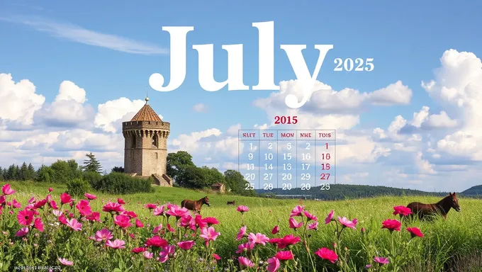 July 2025 Calendar Print with Customizable Layout