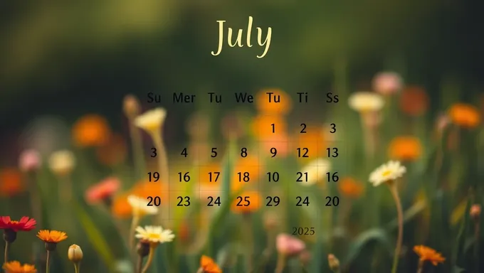 July 2025 Calendar: A Comprehensive Overview