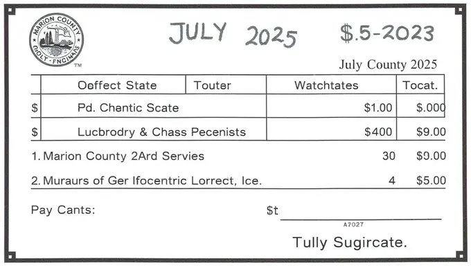 July 2025 Paystub for Marion County Indiana