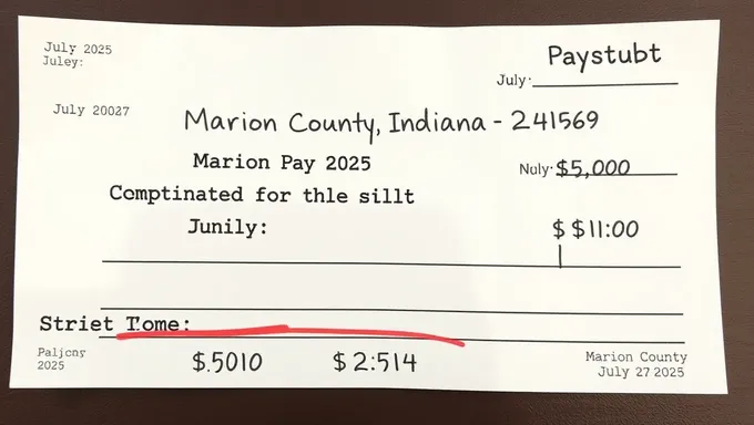 July 2025 Paystub in Marion County Indiana