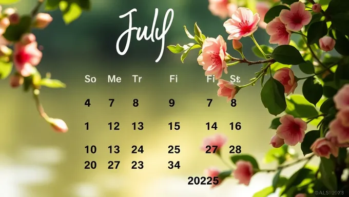 July 2025 Printable Calendar with Holidays Marked