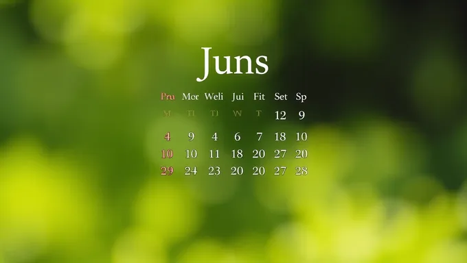 June 2025 Calendar: Dates and Events