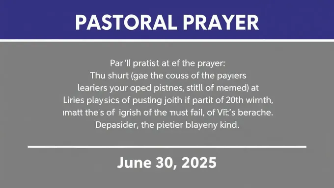 June 30 2025 Pastoral Prayer Invitation