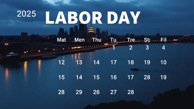 Labor Day 2025 Calendar for Your Diary