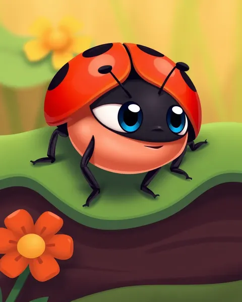 Ladybug Cartoon Image with Bright Colors