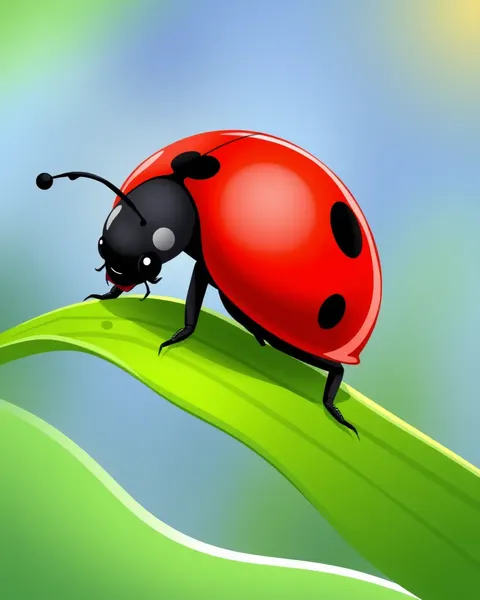 Ladybug Cartoon Image with Red and Black