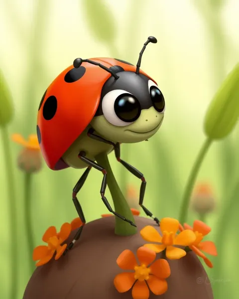 Ladybug Cartoon Image with Simple Design