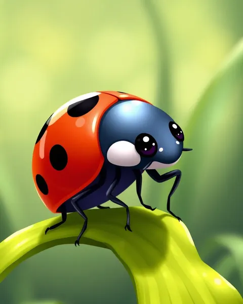 Ladybug Cartoon Image with Vibrant Colors