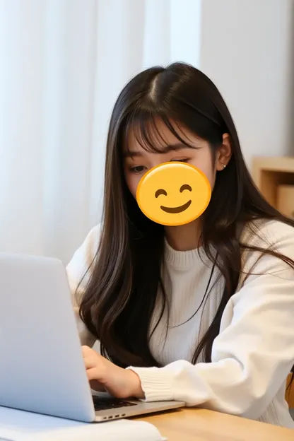 Laptop with Memoji Asian Girl Interface