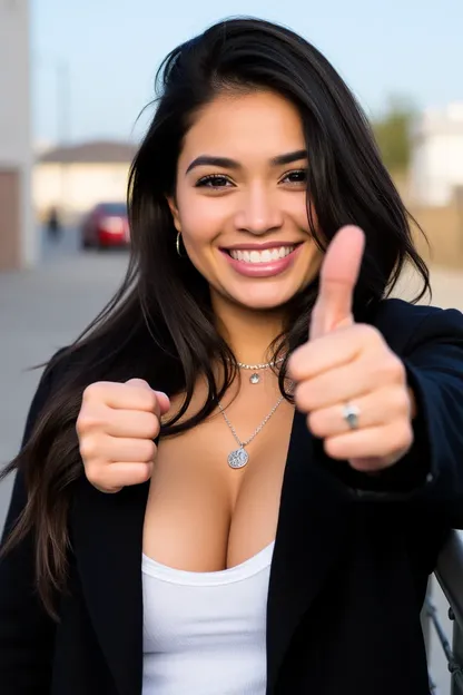 Latina Girl's Thumbs Up for a Successful Outcome