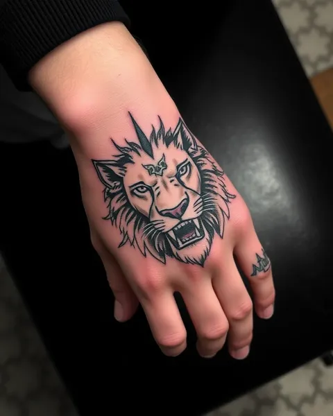 Lion Hand Tattoo Ideas for Men's Fingers