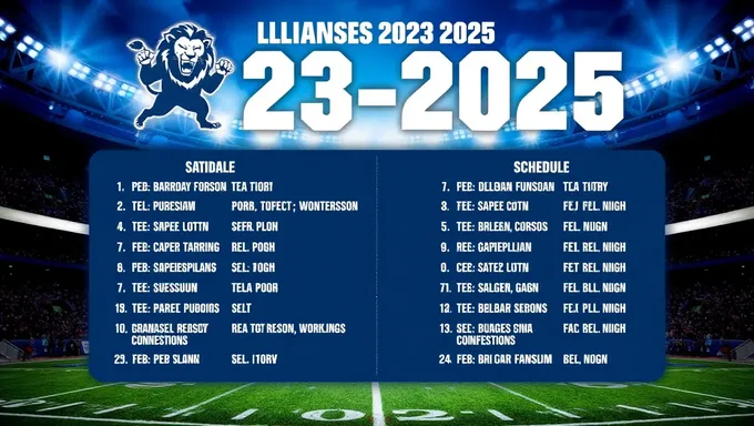 Lions 2023-2025 Schedule Broadcast and Streaming Details