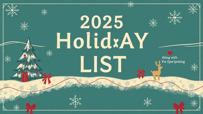 List of Holidays for 2025 Announced