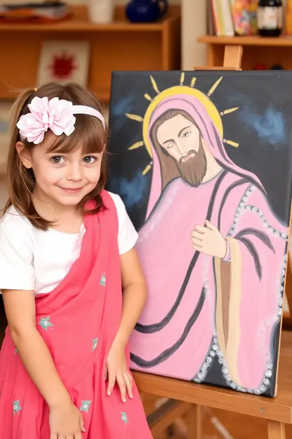 Little Girls' Painting of Jesus Christ