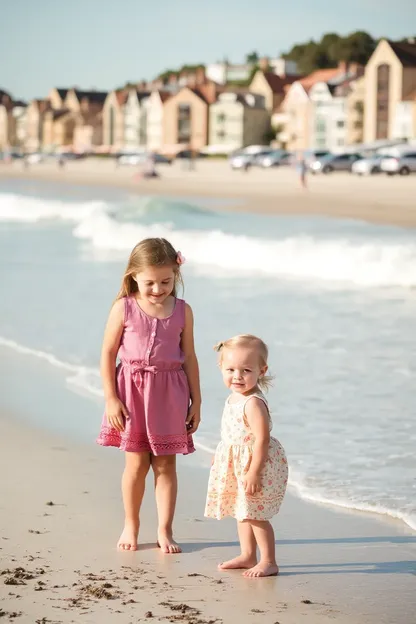 Little Girls Enjoying Fun at the Beach