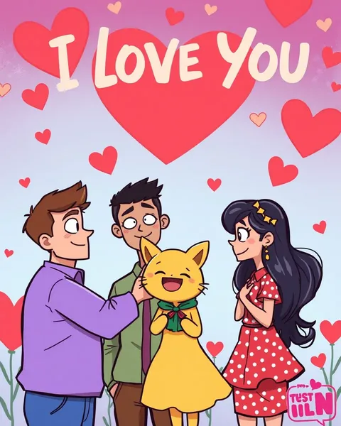 Love You Images in Cartoon Style