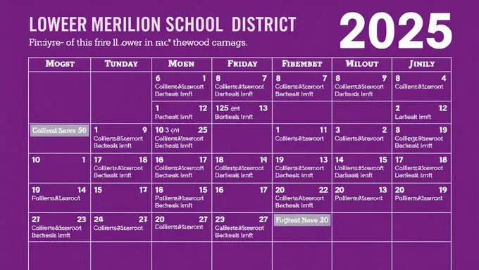 Lower Merion School District 2025-25 Break Calendar