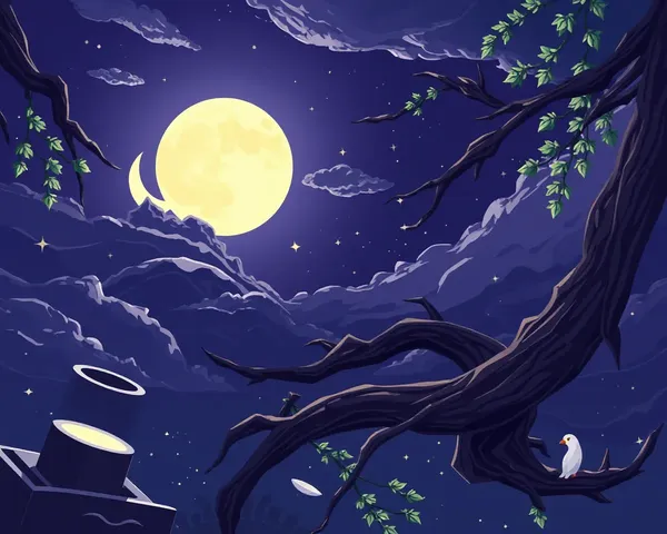 Luna Morada PNG Animada: Dreamy Night Sky Scene