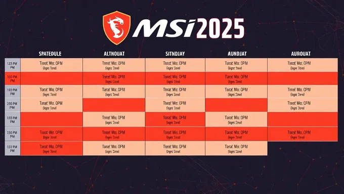 MSI 2025 Schedule for Future Events