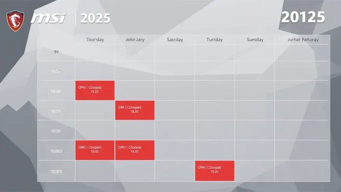 MSI 2025 Schedule for Upcoming Activities