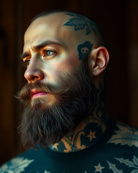 Male Pornstar's Beard with Tattoos