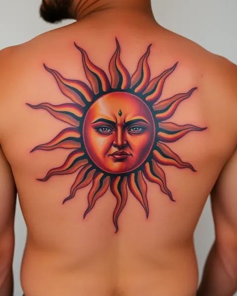 Man's Sun Tattoo Artwork Example